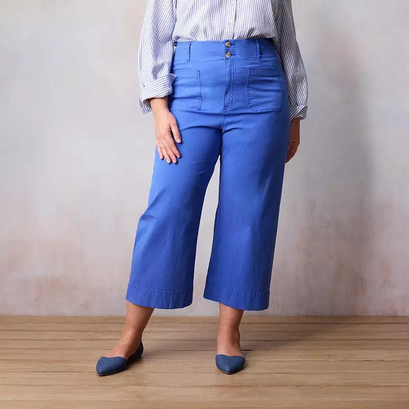 Plus Sized LC Lauren Conrad Super High Rise Wide Leg Crop, Womens Mineral Blue Product Image