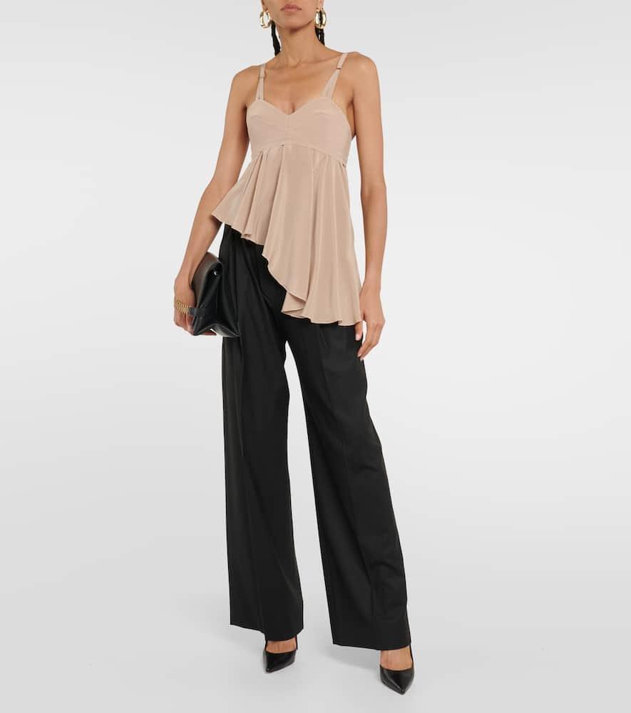 Ruffled Asymmetric Cami Top In Taupe Product Image