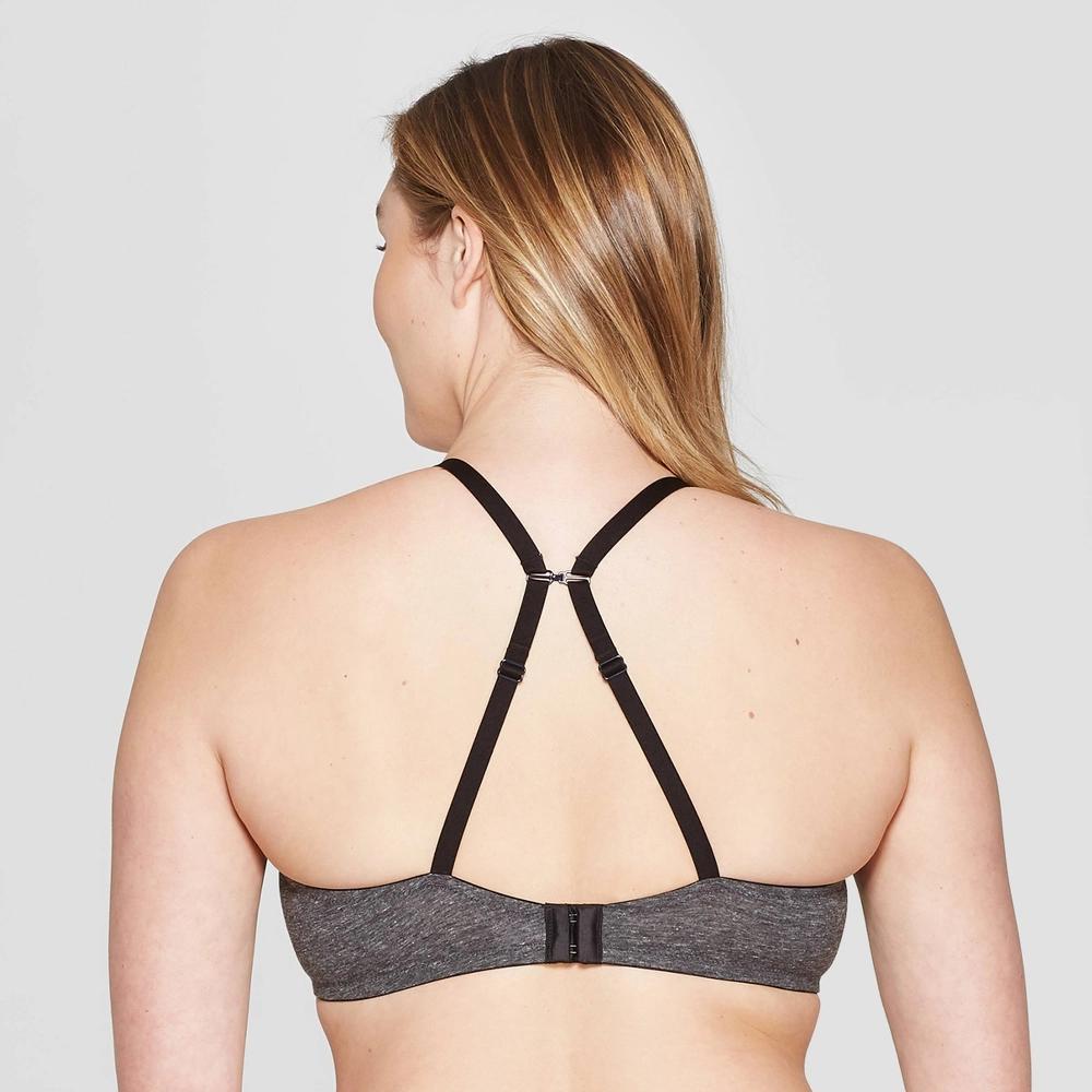 Womens Cotton Lightly Lined Demi T-Shirt Bra - Auden Dark Charcoal Heather 38B Product Image