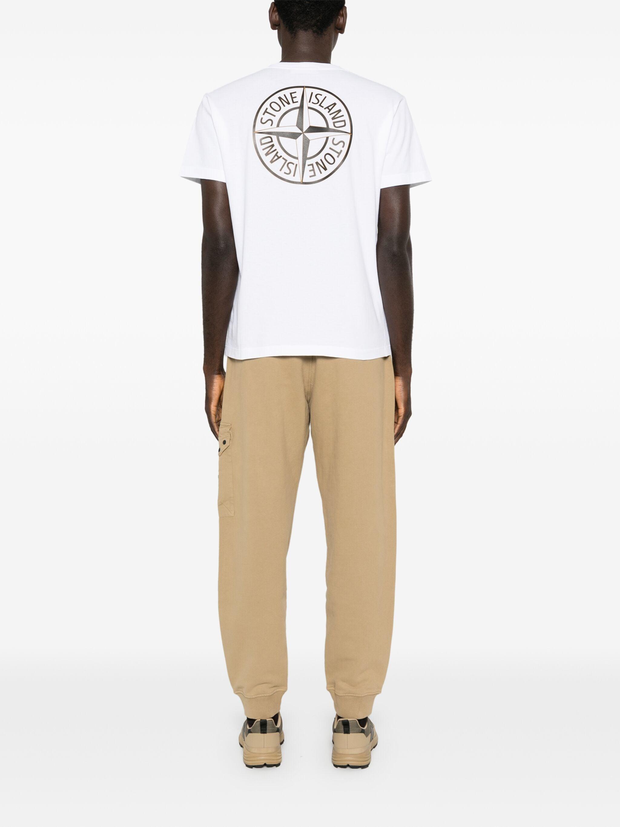 STONE ISLAND White Archivo Logo-print T-shirt Product Image