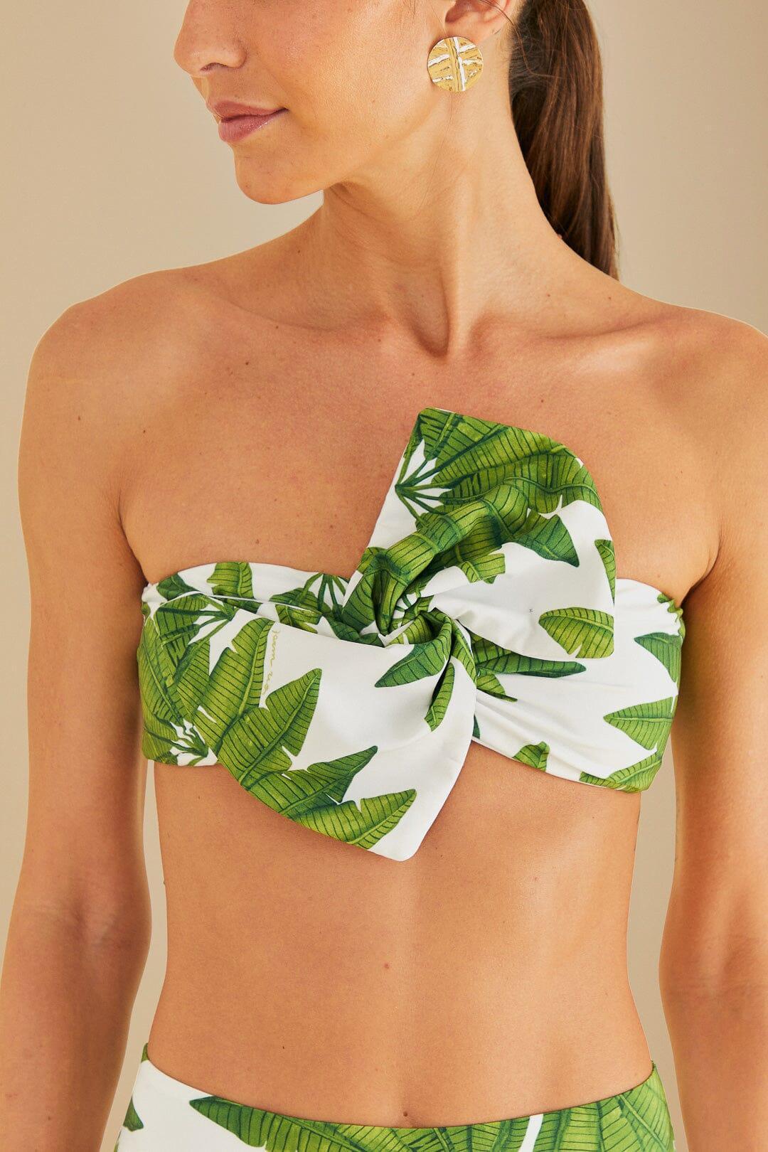 Off-White Palm Fan Bandeau Bikini Top Product Image