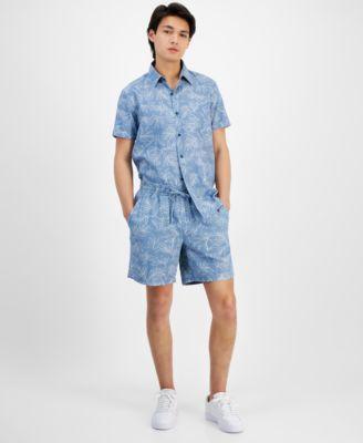 Sun Stone Mens Regular Fit Fabricio Shirt Charlie Palm Shorts Created For Macys Product Image