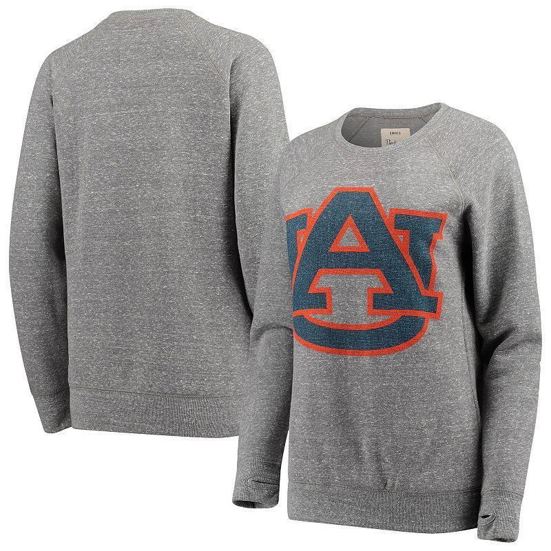 Womens Pressbox Heathered Gray Auburn Tigers Big Team Logo Knobi Fleece Tri-Blend Crew Neck Sweatshirt Product Image