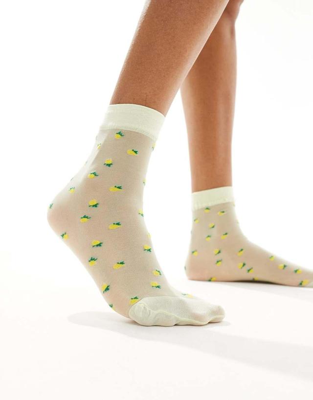 Pretty Polly lemon sheer socks in yellow Product Image