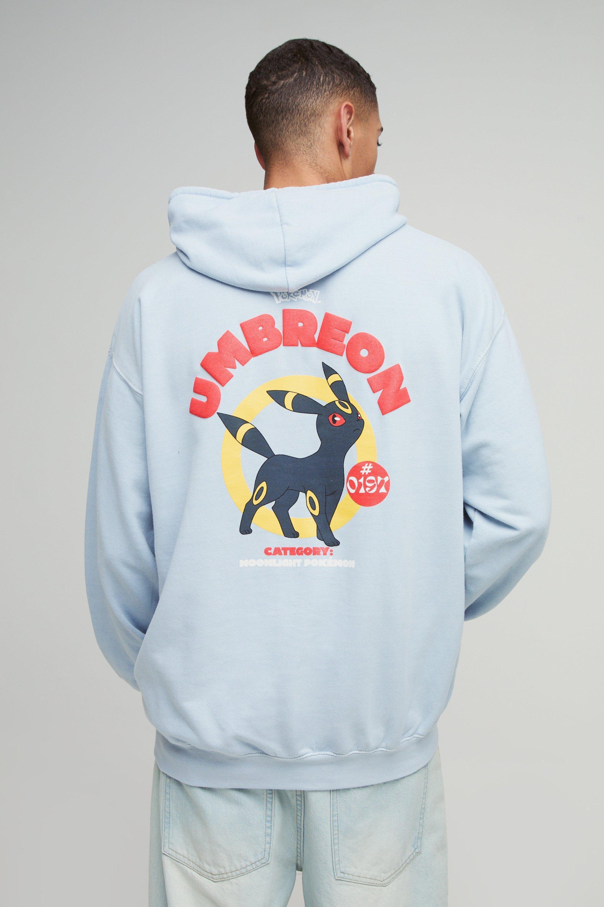 Oversized Wash Pokemon Umbreon License Print Hoodie | boohooMAN USA Product Image