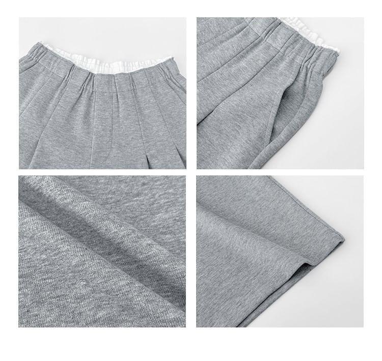 Waistline-Detail Pleated Wide-Leg Sweatpants in 5 Colors Product Image