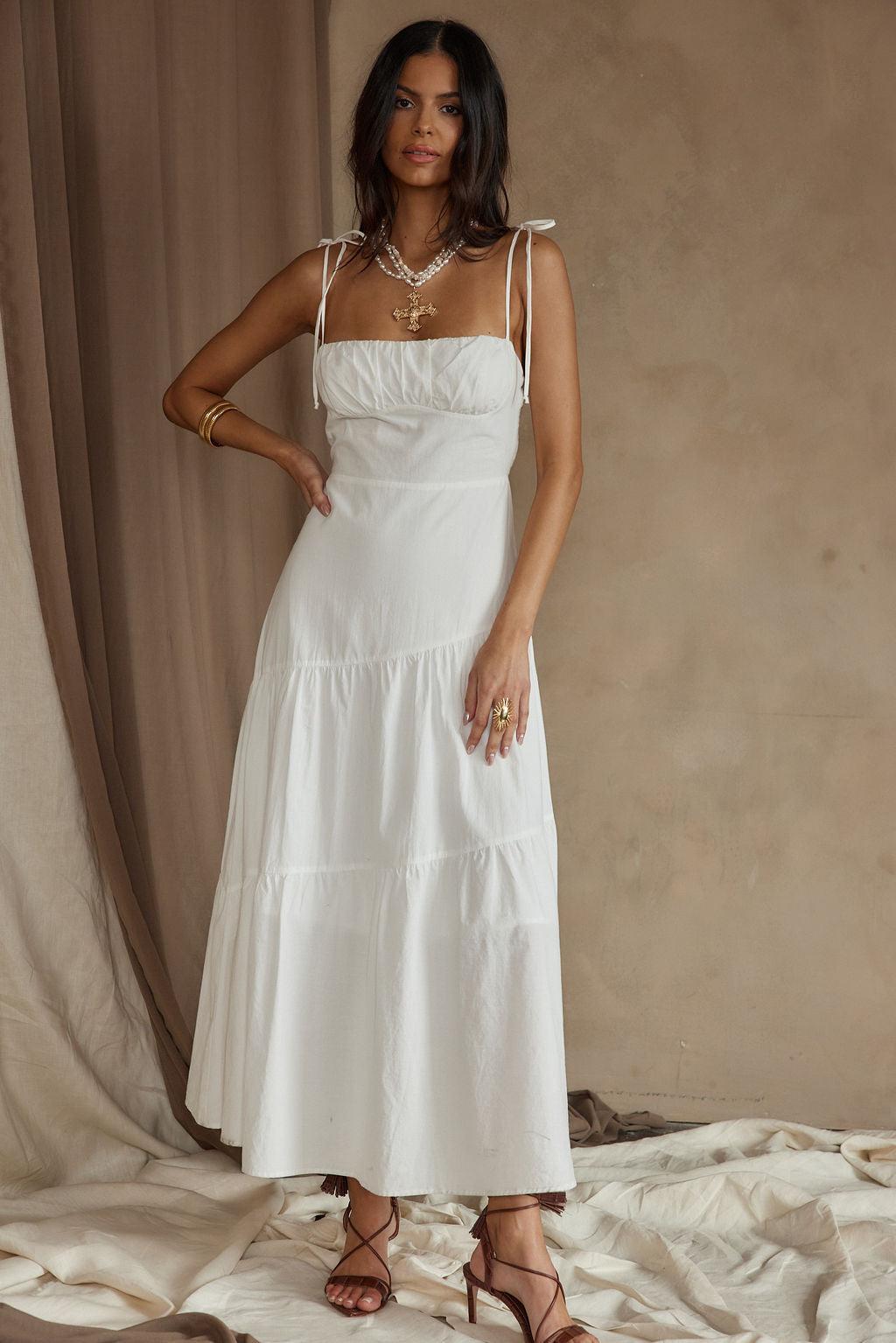 Magnolia White Linen Maxi Dress Product Image