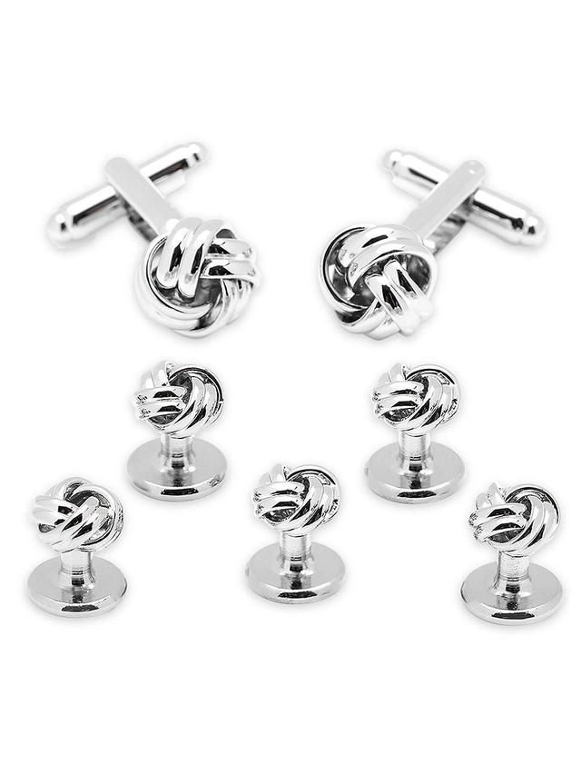 Mens 5-Piece Silver Knot Stud Set Product Image