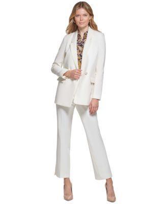 Tommy Hilfiger Womens Double Breasted Longline Blazer Cropped Wide Leg Pants Product Image