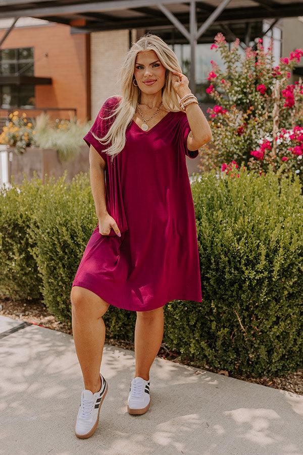 Back To Basics T-Shirt Dress In Wine Curves Product Image