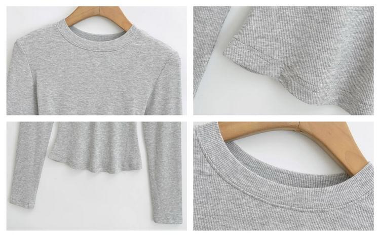 Long Sleeve Crew Neck Plain T-Shirt Product Image