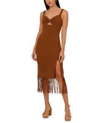 Women's Knit Fringe-Trim Midi Dress Product Image