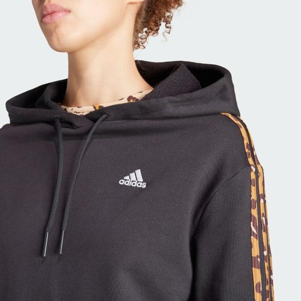 Essentials 3-Stripes Animal Print Relaxed Hoodie Product Image