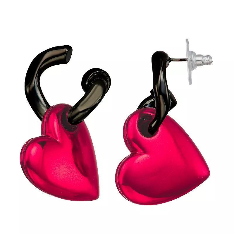 Simply Vera Vera Wang Puffy Heart Drop Earrings, Womens, Red Product Image