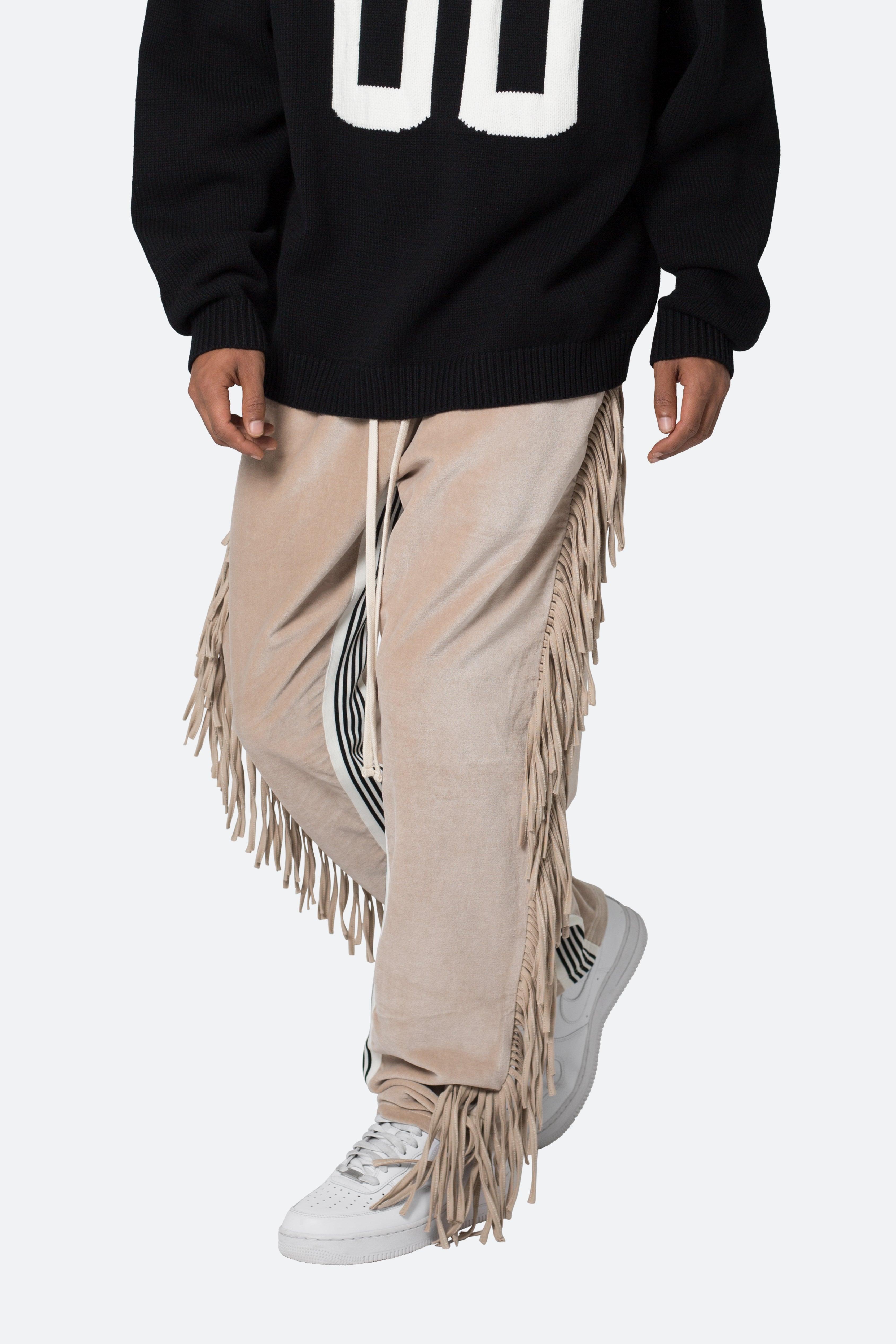 Fringe Velour Sweatpants - Dust Product Image