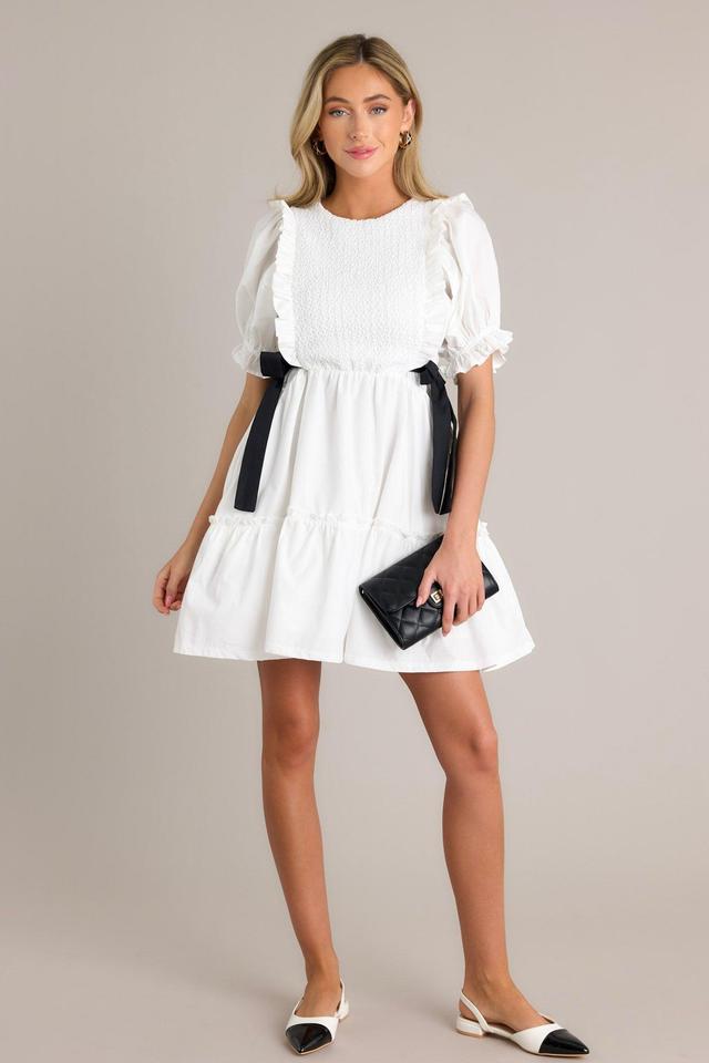 Decision Made 100% Cotton Ivory Puff Sleeve Mini Dress Product Image