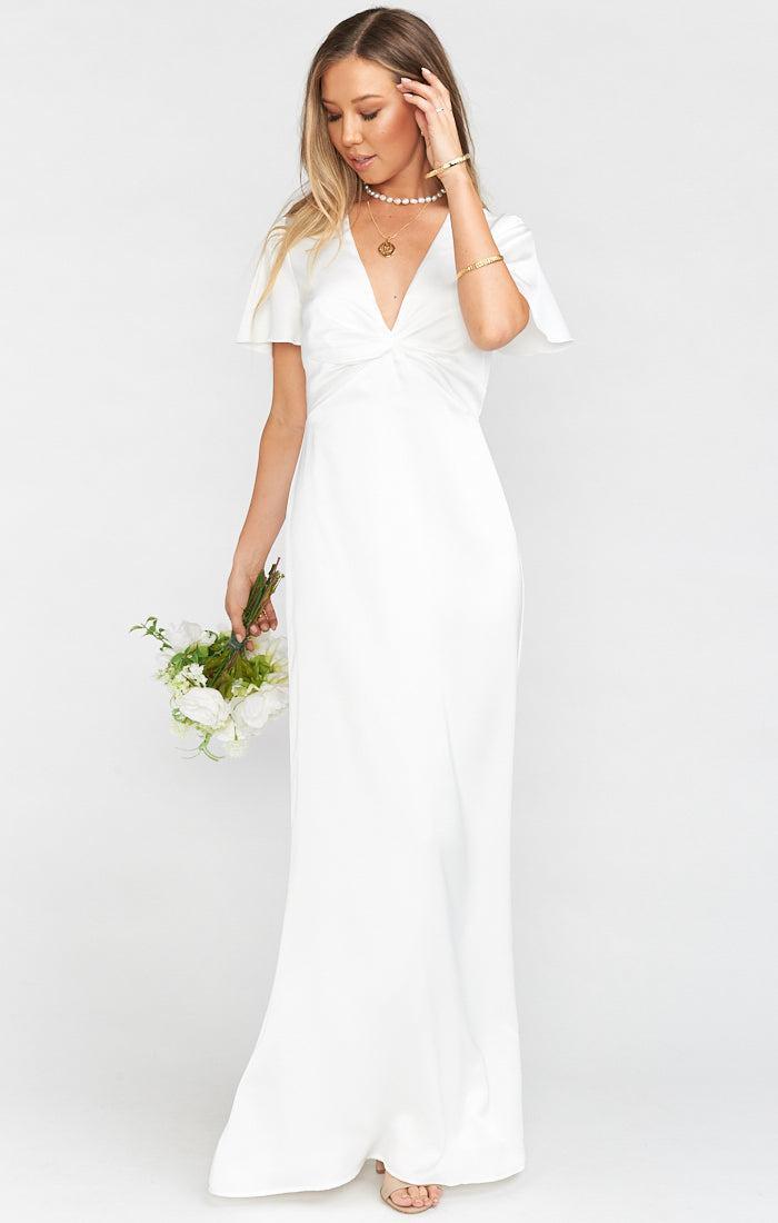 Rome Twist Gown ~ Ivory Luxe Satin Product Image