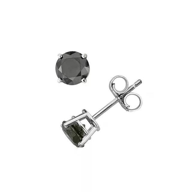 10k White Gold 1/2-ct. T.W. Round-Cut Black Diamond Stud Earrings, Womens Product Image