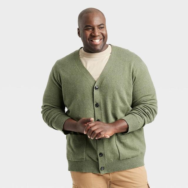 Mens Big & Tall V-Neck Cardigan Sweater - Goodfellow & Co Olive 4XL Product Image