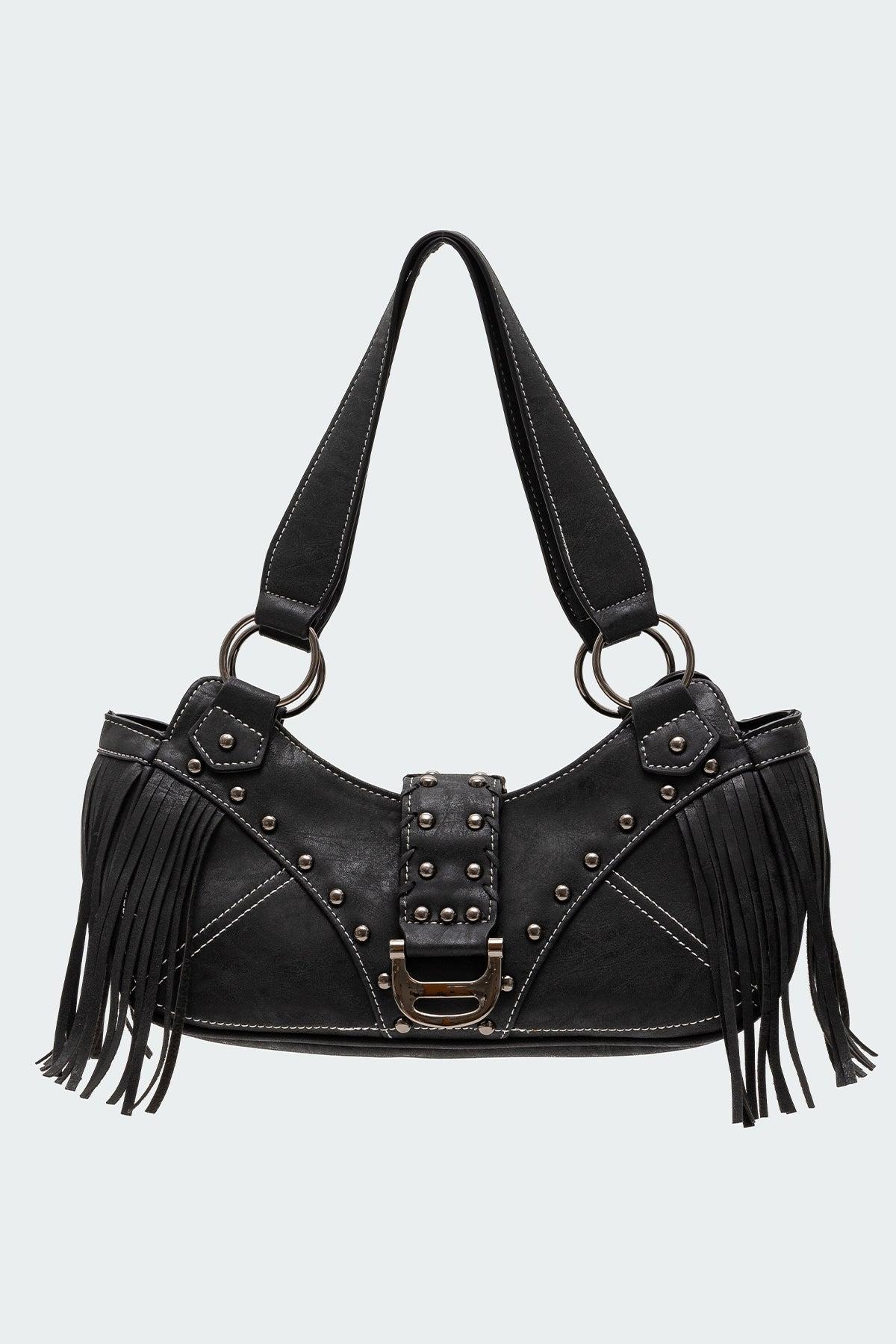 Shterna Fringed Faux Leather Sueded Bag Product Image