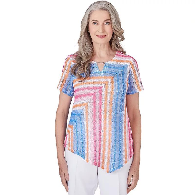 Womens Alfred Dunner Short Sleeve Spliced Stripe Top Product Image