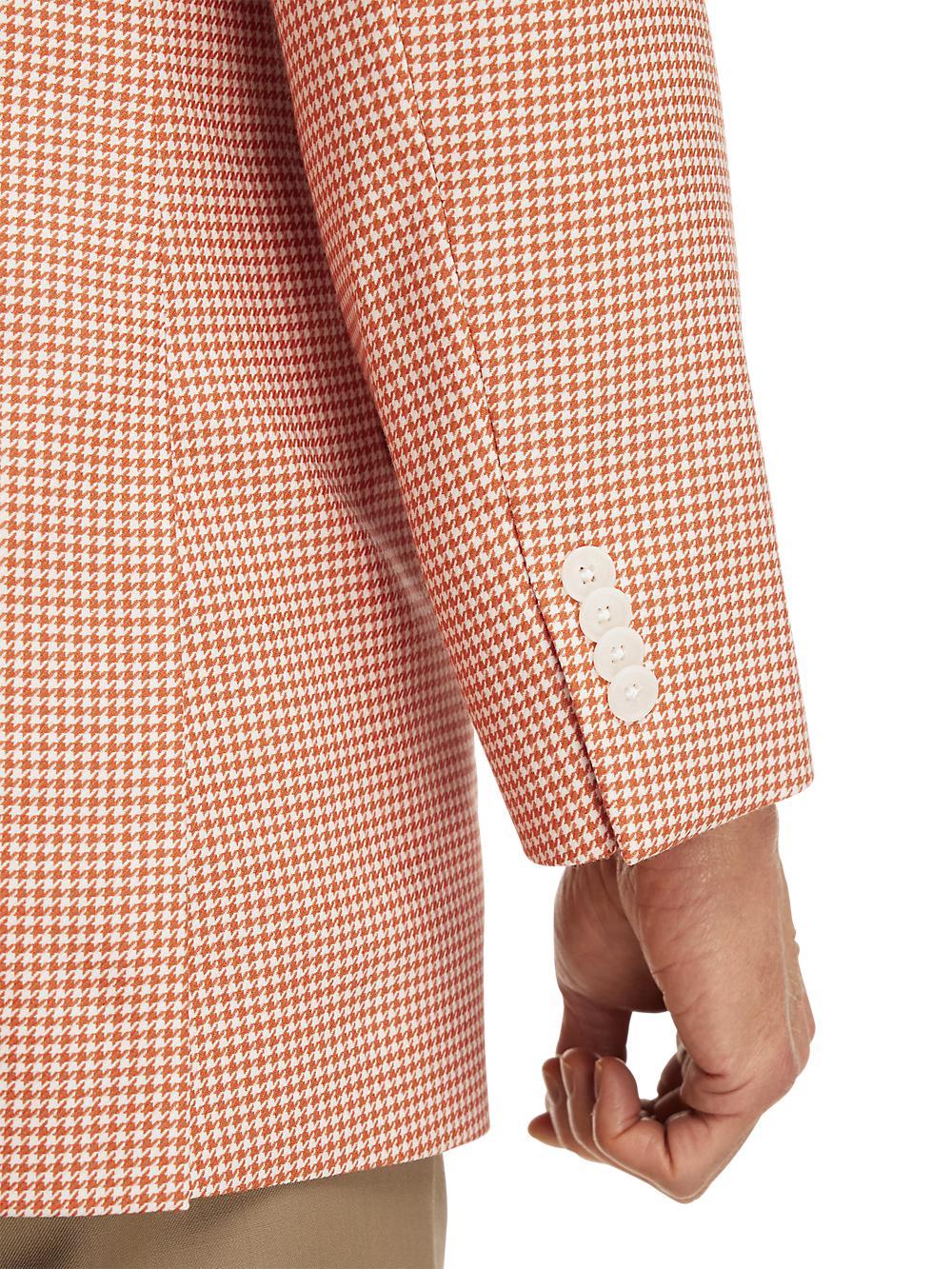 Wool Houndstooth Single Breasted Peak Lapel Sport Coat - Melon Product Image