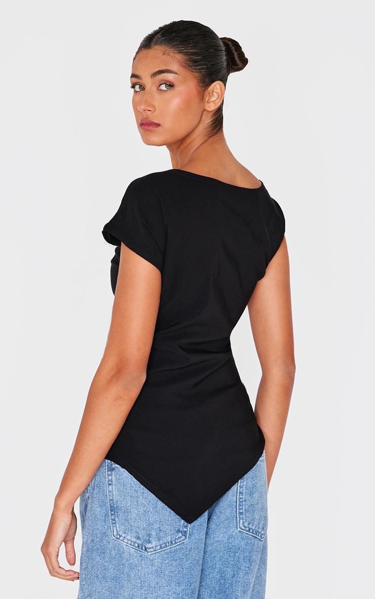 Black Bengaline Slouch Asymmetric Long Top Product Image