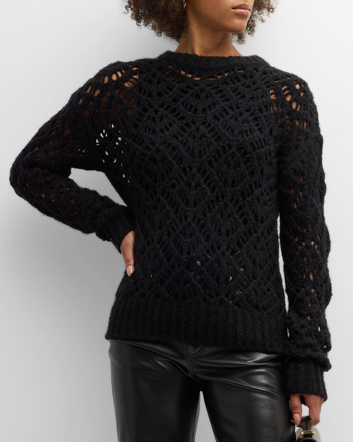 Womens Open-Knit Wool & Cashmere-Blend Sweater product image