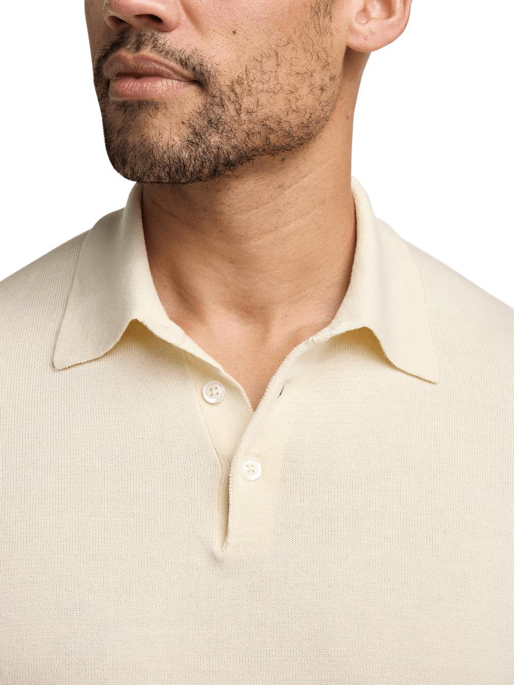 Supima Cotton Three Button Polo - Ivory Product Image