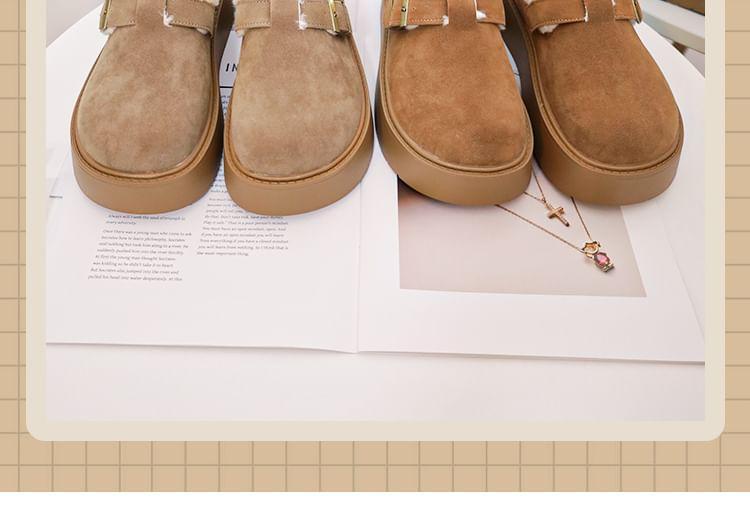 Platform Fleece-Lined Buckled Faux Suede Shoes Product Image