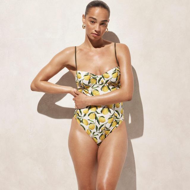 Balconette underwire one-piece swimsuit in limoncello Product Image