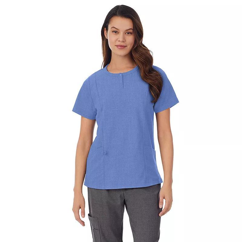 Womens Cuddl Duds Scrubs Henley Top With 2 Pockets Ceil Grey Product Image