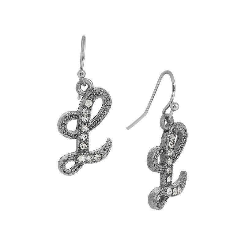 2028 Silver Tone Crystal Initial Wire Earring Product Image