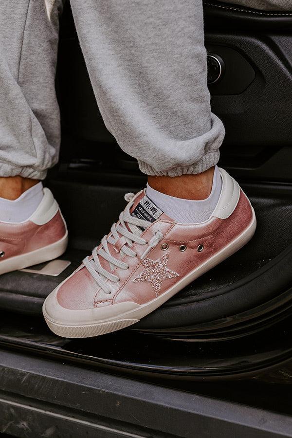 The Brinly Vintage Faux Leather Sneaker In Pink Product Image