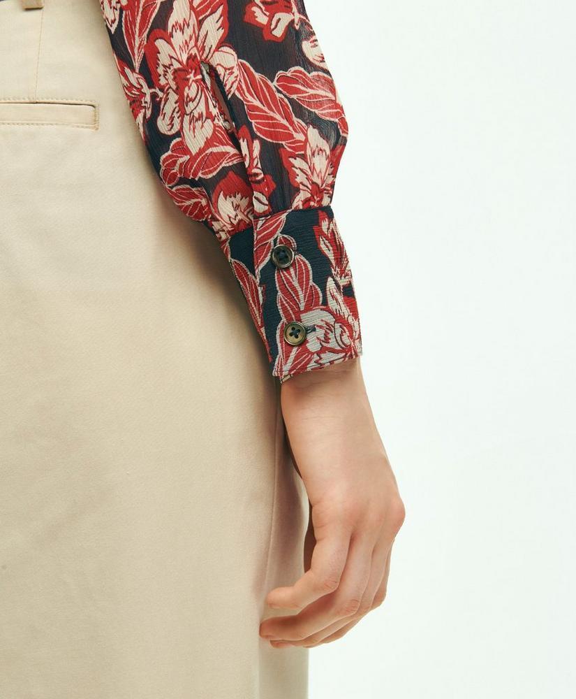 Crinkle Chiffon Tropical Floral Print Blouse Product Image