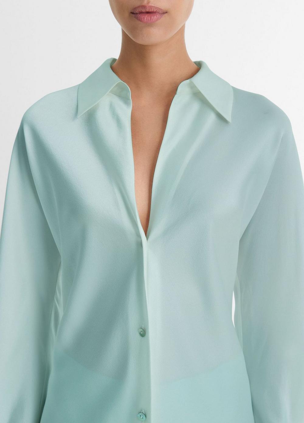 Silk Bias Long-Sleeve Blouse Product Image