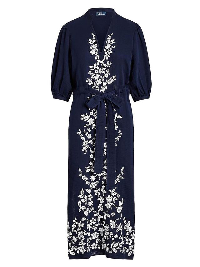 Womens Lisi Floral-Embroidered Midi Dress Product Image