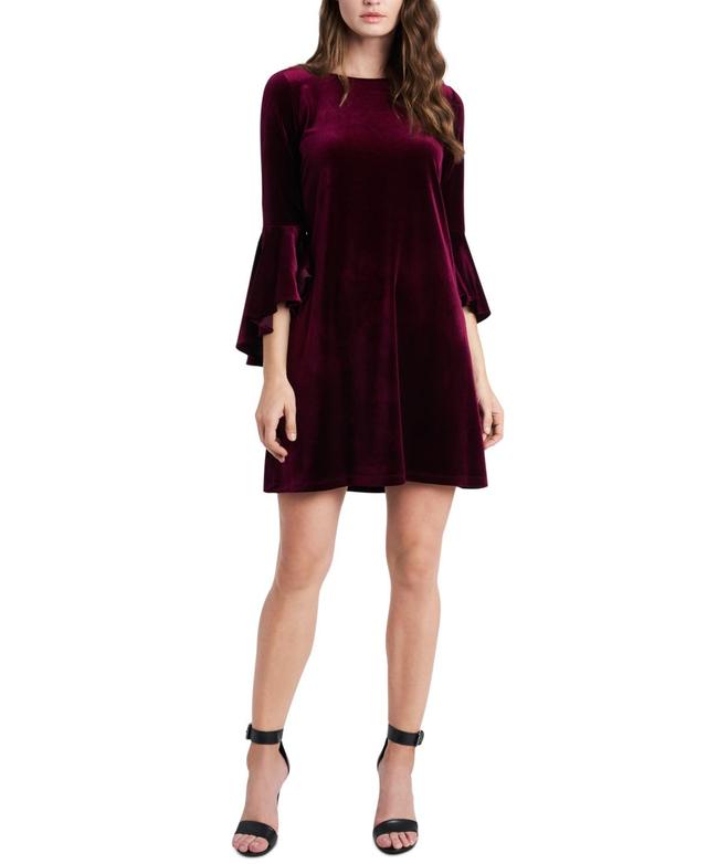 Msk Velvet Bell-Sleeve Shift Dress Product Image