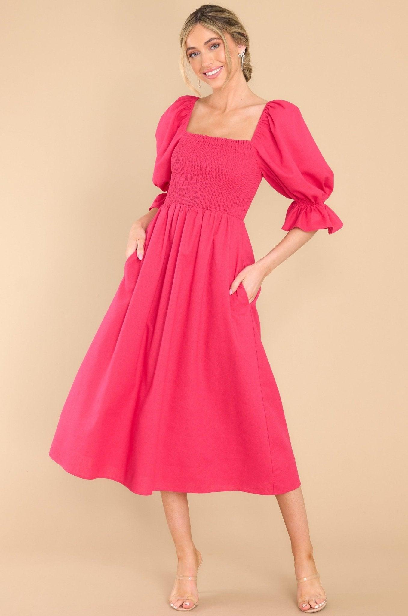 Aura Enjoy The View Lipstick Midi Dress Pink Product Image