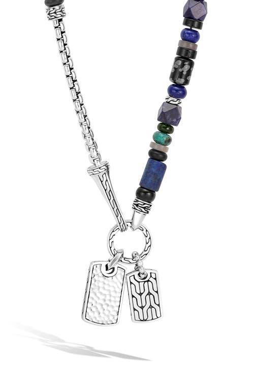 John Hardy Sterling Silver Classic Chain Lapis Lazuli, Black Onyx, Grey Moonstone, Chrome Diopside and Turquoise Pendant Necklace, 22 Product Image