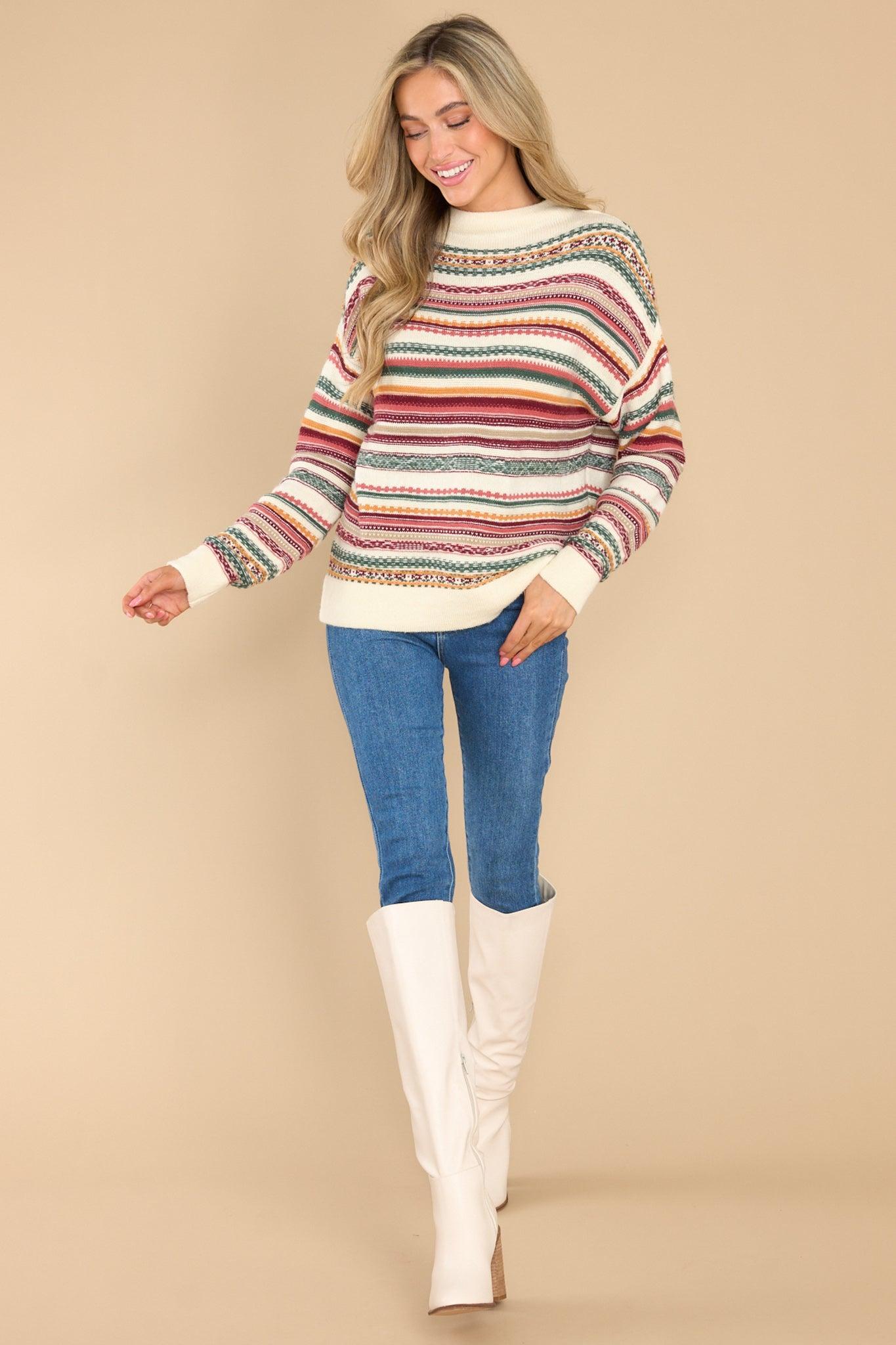 Making Things Happen Burgundy Striped Sweater Product Image