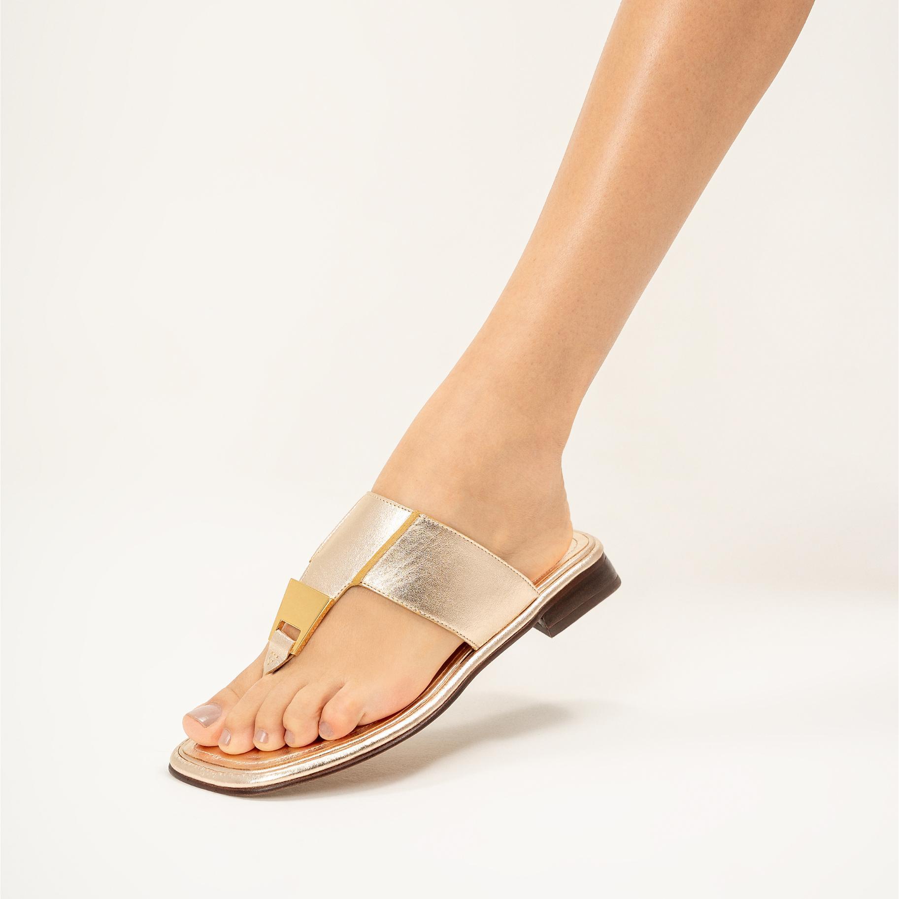 Salma Metallic Leather Flat Sandal Product Image