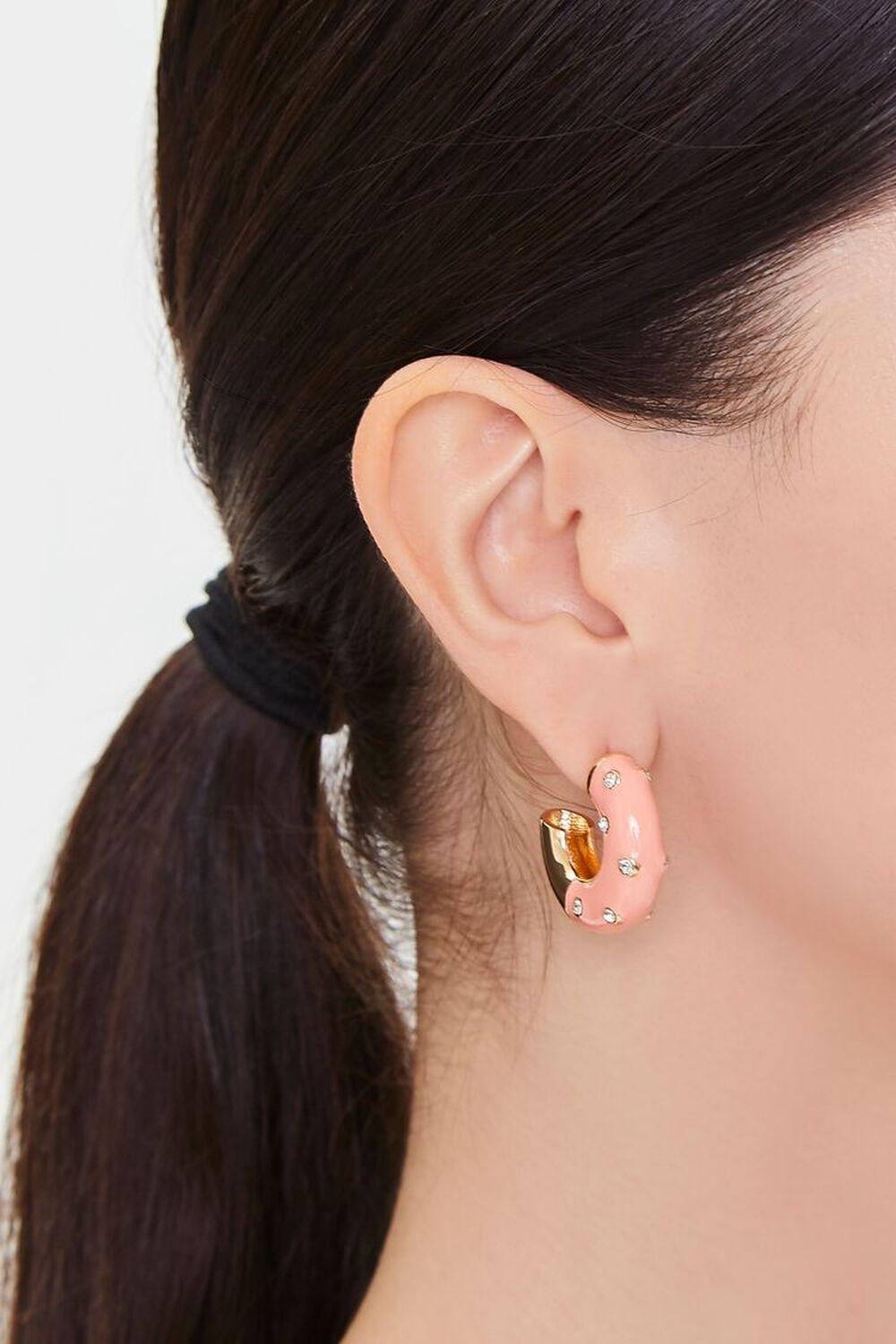 Rhinestone Open-End Hoop Earrings | Forever 21 Product Image