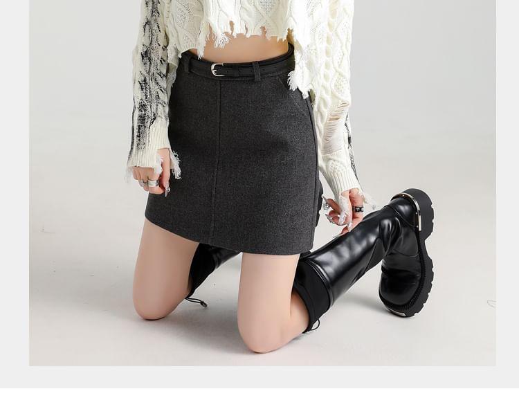 High Waist Plain Mini A-Line Skirt Product Image