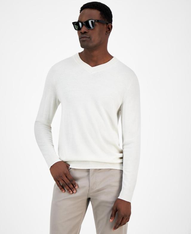 Alfani Mens Long-Sleeve V-Neck Merino Sweater, Created for Macys Product Image