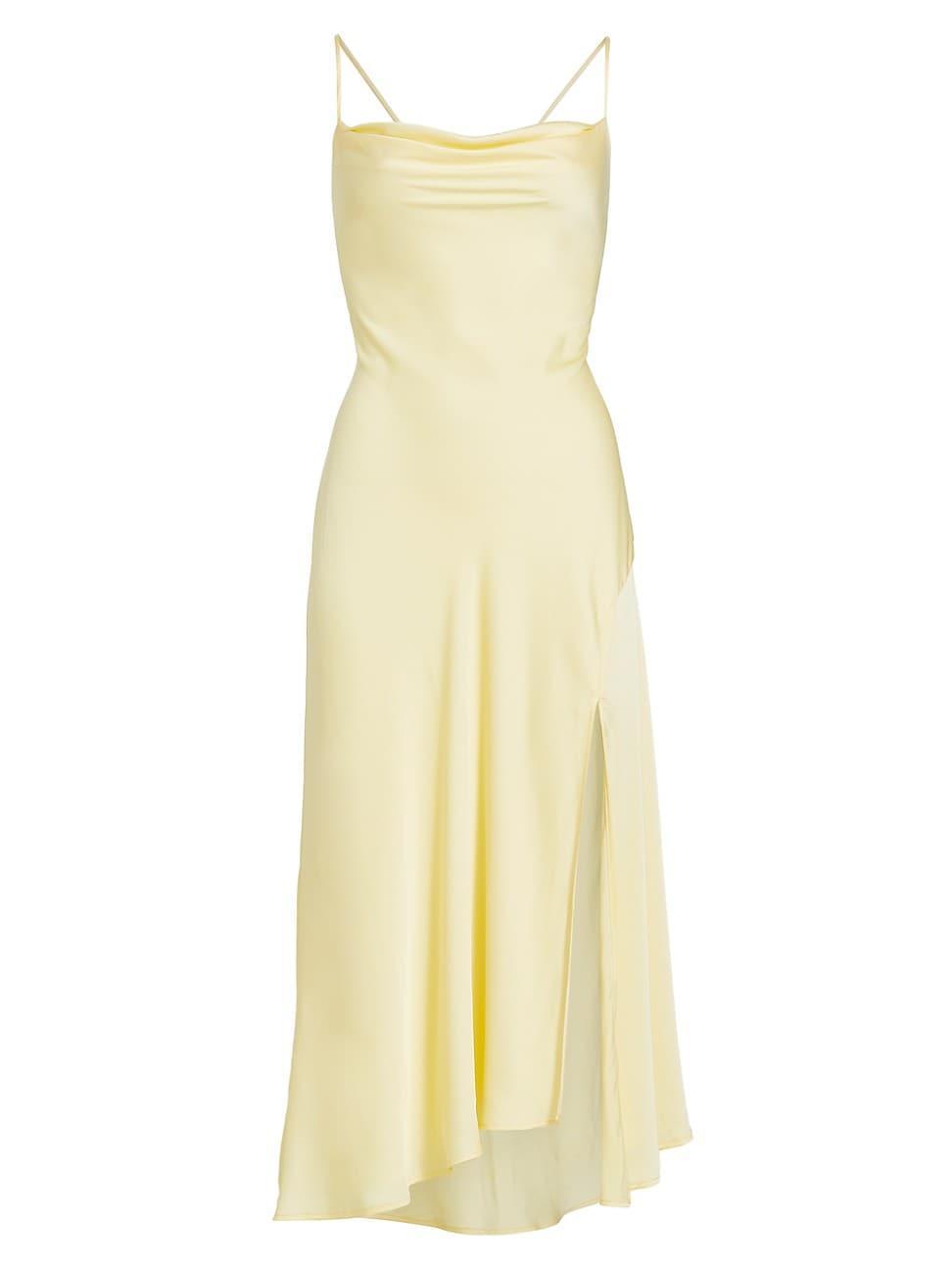 Womens Gaia Satin Draped Midi-Dress Product Image