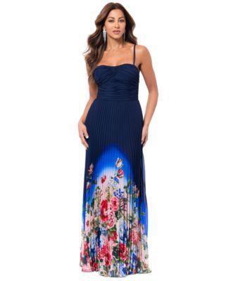 Xscape Womens Sunburst Floral-Ombre Long Dress - Navy Product Image