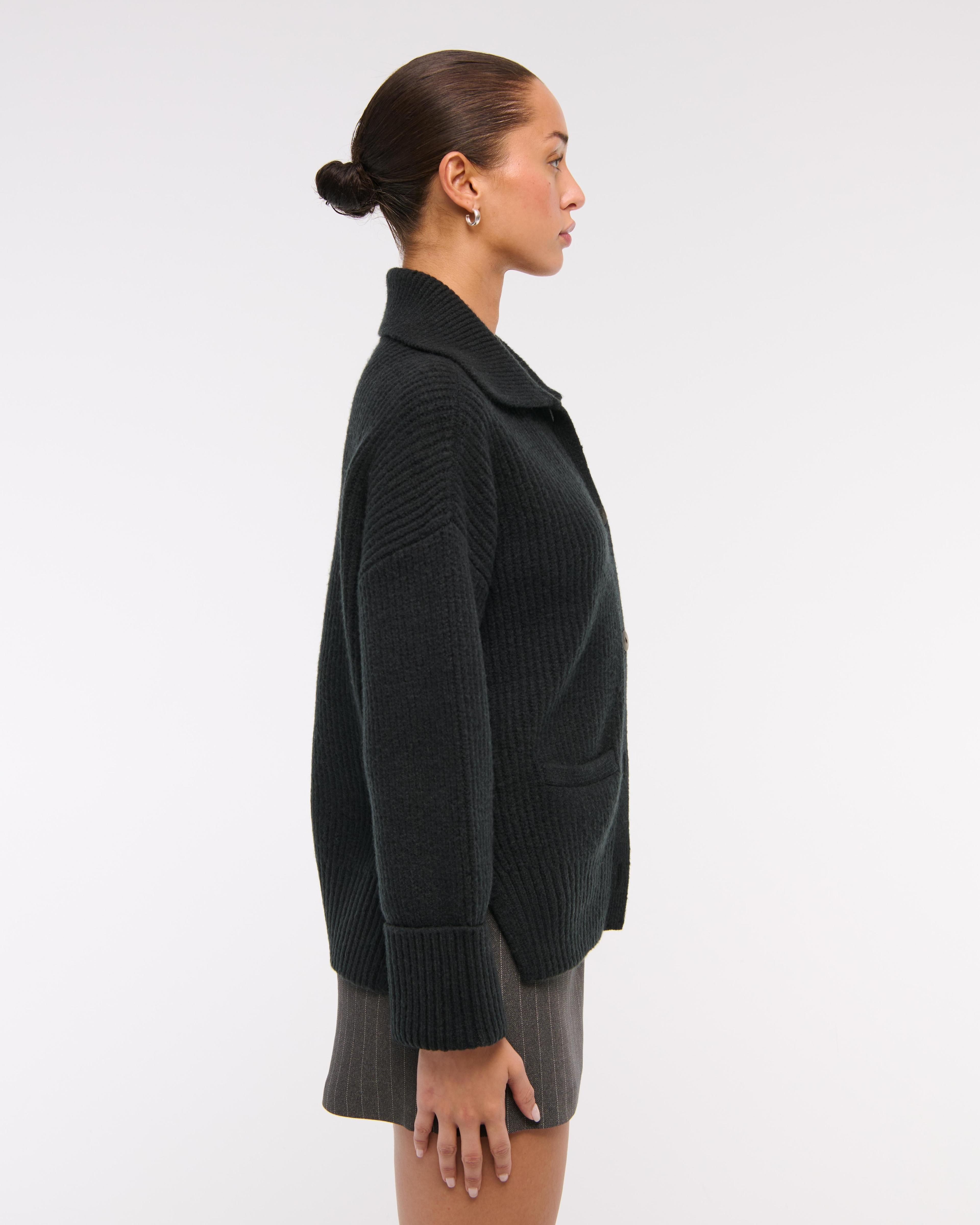 Ribbed Collared Cardigan Product Image