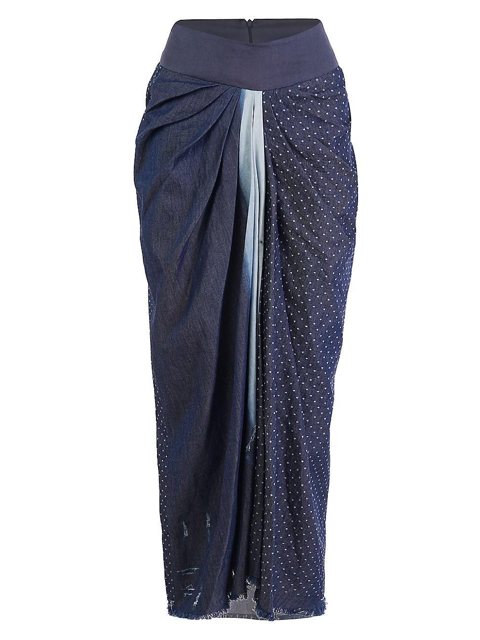 Womens Printed Silk Ruched Midi-Skirt product image