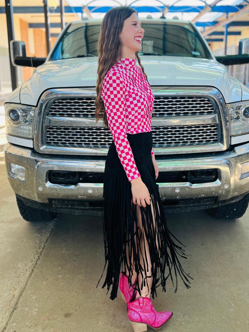 Rodeo Queen Suede Fringe Skirt Product Image